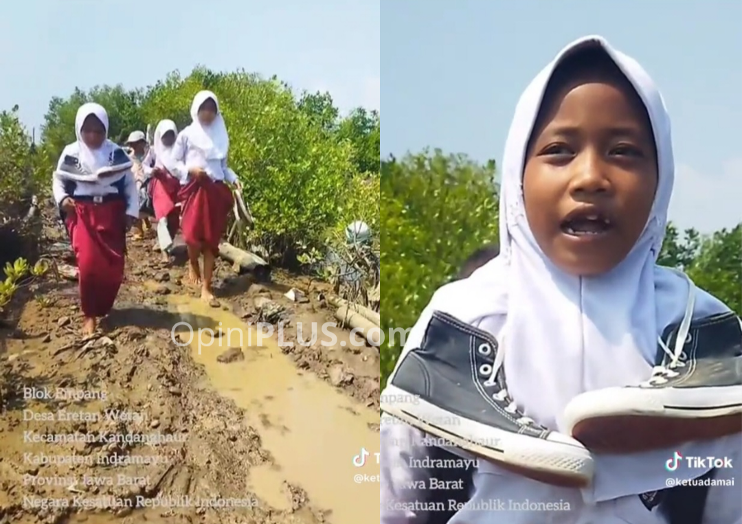Viral Video Siswa Berangkat Sekolah di Jalan Berlumpur
