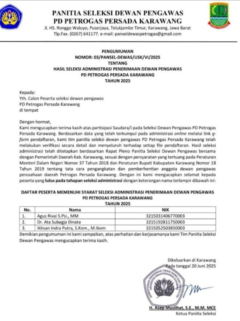 3 Nama Sudah Muncul, Pansel Dewas Petrogas Dituding Tidak Objektif