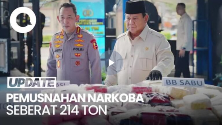 Prabowo Hadiri Pemusnahan Barang Bukti Narkoba di Mabes Polri