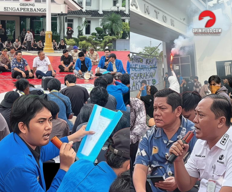 Demo Sempat Ricuh, Wabup Maslani Terima Aspirasi Mahasiswa PMII