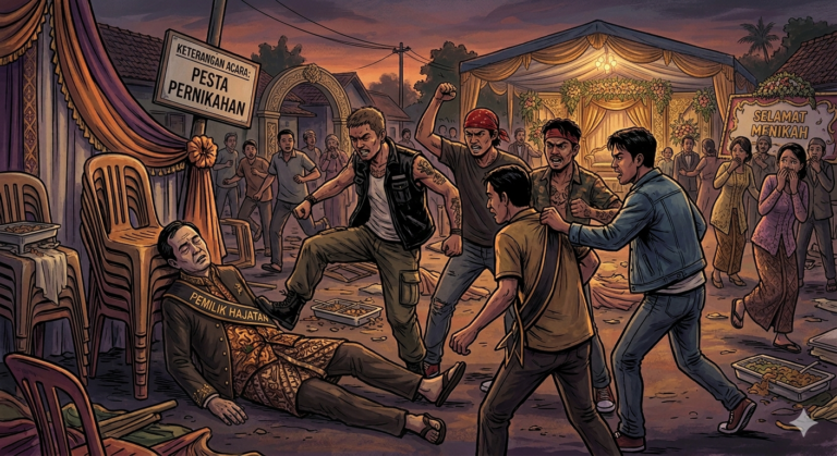 Pemilik Hajatan Tewas Dikeroyok Preman Kampung